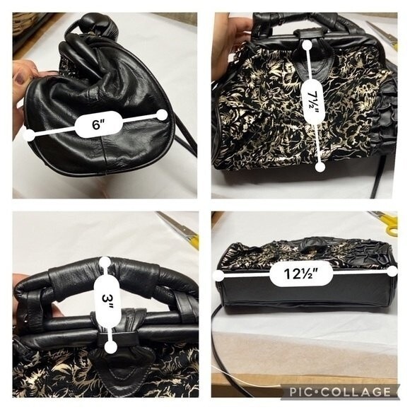 Lopez Camacho Gold Floral Design Leather Bag - Picture 15 of 15